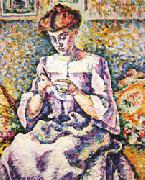 Lucie Cousturier Woman Crocheting oil on canvas